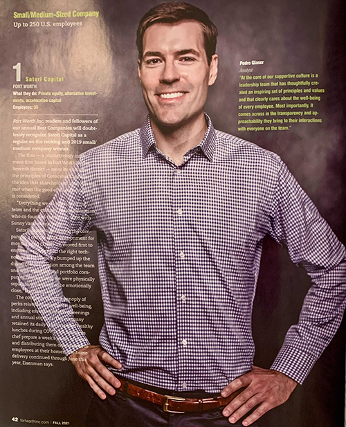 Fort Worth Inc. magazine featuring Pedro Glaser from Satori Capital